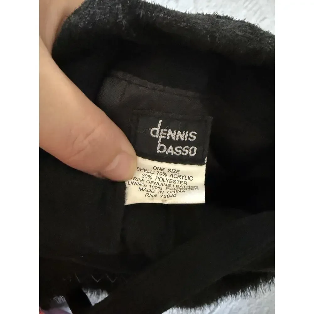 VTG 00s Y2K‎ Dennis Basso Faux Fur Shoulder Crossbody Bucket Bag Leather Black